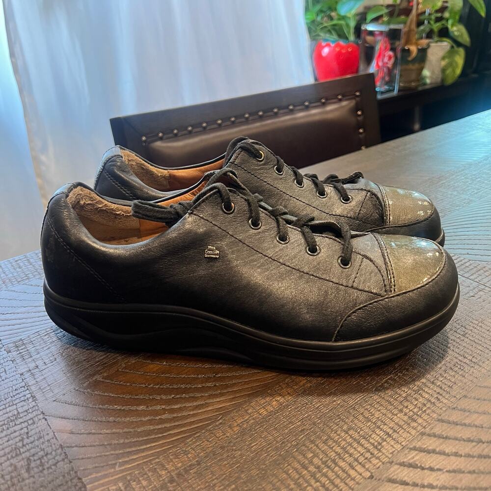 Finn comfort black/gray leather shoes 8.5 men *read*
